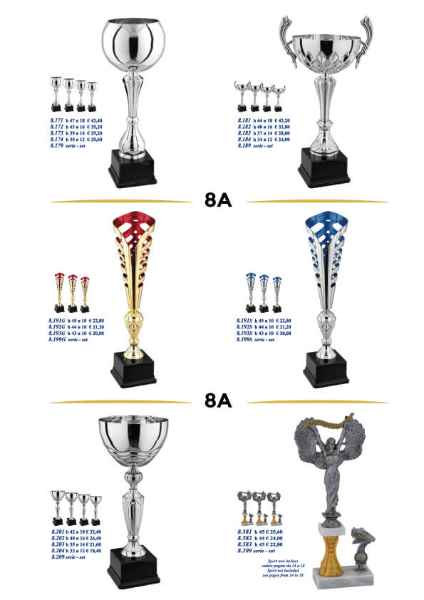 sei coppe per premiazione sportiva