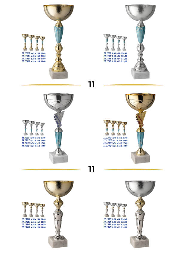 sei coppe per premiazione sportiva