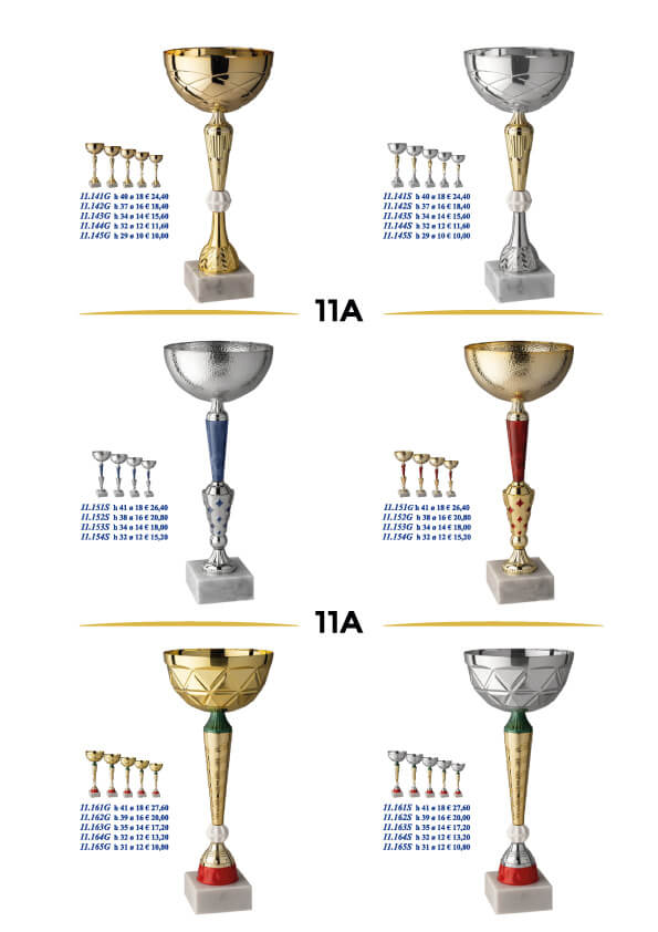 sei coppe per premiazione sportiva