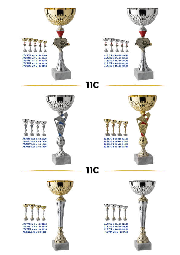 sei coppe per premiazione sportiva