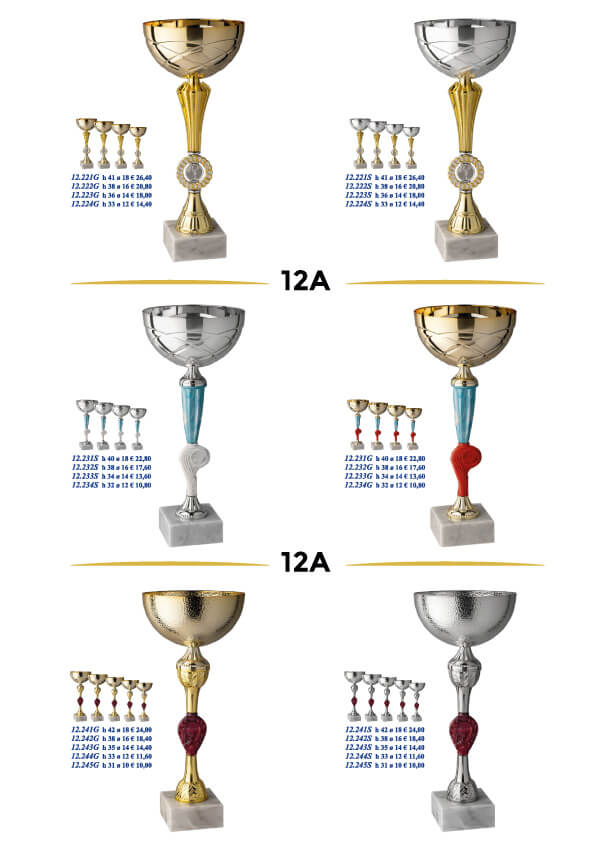 sei coppe per premiazione sportiva