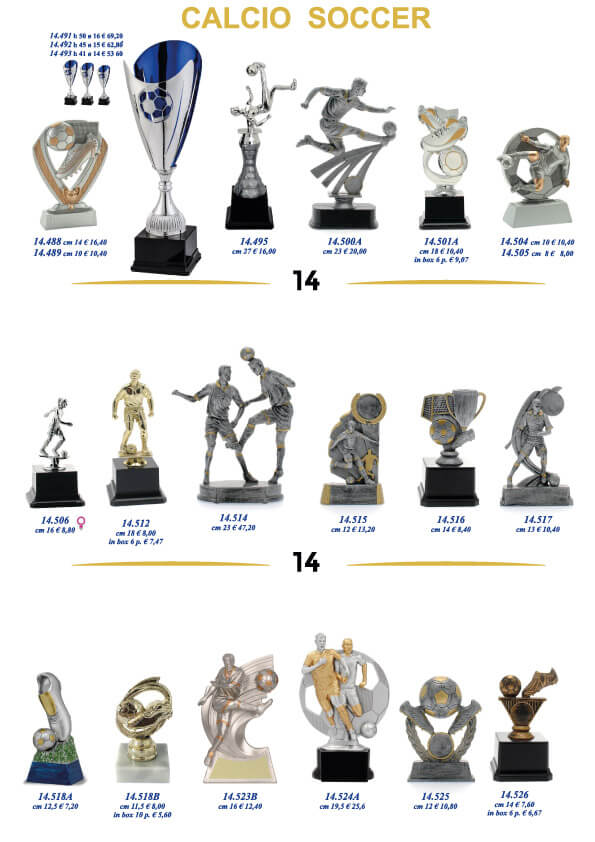 Trofei statuine premiazioni sportive di calcio